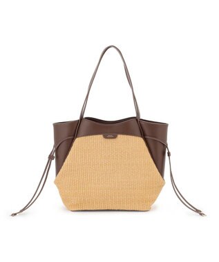 23区 ペーパーライクコンビ トートバッグ (M) ブラウン×ベージュ