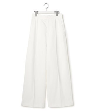 23区 S 【GOLD LABEL】ハイカウントコットンギャバ レースアップ ワイド パンツ アイボリー系