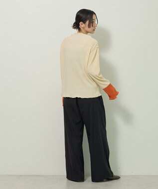 Green Parks プリーツ袖配色プルオーバー Terracotta