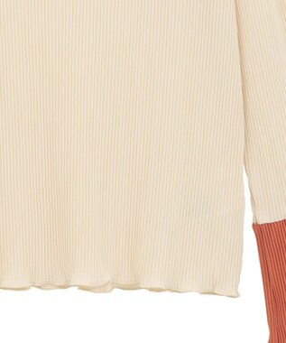 Green Parks プリーツ袖配色プルオーバー Terracotta