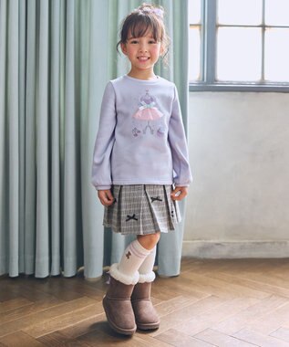 ANY KIDS クマ刺繍 ニーハイソックス エクリュ