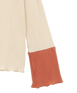 Green Parks プリーツ袖配色プルオーバー Terracotta