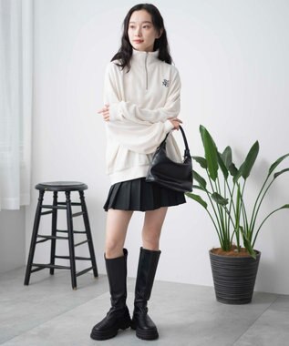 WEGO ハーフジップBIGスウェット オフホワイト