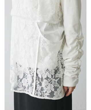 Green Parks AnriettMusee シャーリングスリーブＴシャツ＋レースキャミソールＳＥＴ Off White