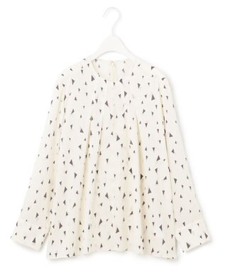 ICB 【UVケア・速乾】Back Satin Amunzen クルーネックブラウス エクリュ柄