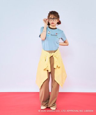 OP／FILA 【Ocean Pacific×ハローキティ】ワッペンリンガーチビTシャツ ブルー