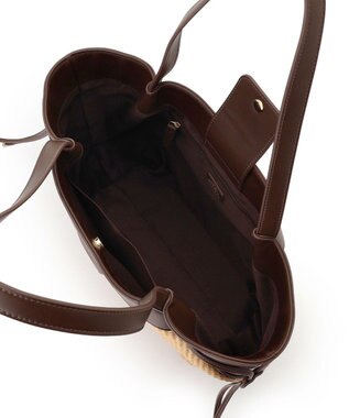 23区 ペーパーライクコンビ トートバッグ (M) ブラウン×ベージュ