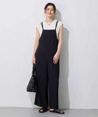 ANY 【2SET/洗濯機可】プルオーバー×キャミサロペットセット ブラック