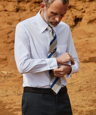 GOTAIRIKU 【形態安定/コンバーチブルカフス仕様】PREMIUMPLEATS_レギュラーカラー 通年ドレスシャツ ホワイト系