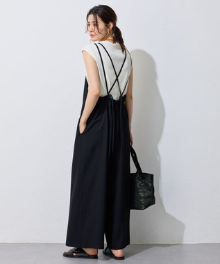 ANY 【2SET/洗濯機可】プルオーバー×キャミサロペットセット ブラック