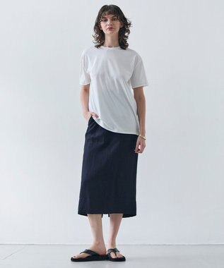 BEIGE， 【洗える】VERONICA / カラーステッチ半袖クルーネックＴシャツ White