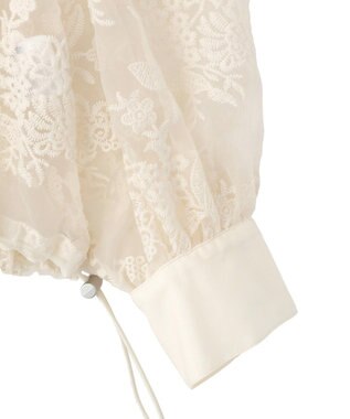 Green Parks オーガン刺繍比翼シャツ Ecru