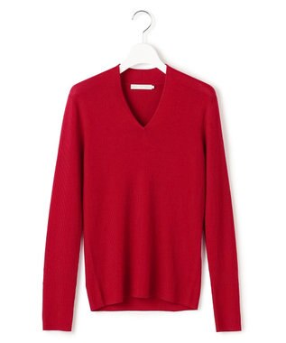 ICB 【新色追加】 エクストラファインメリノリブ Vネックプルオーバー ディープレッド系