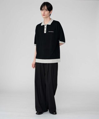 WEGO 【ユニセックス着用ITEM/MLサイズ展開】ワンポイントニットポロシャツ（SS） ブラック