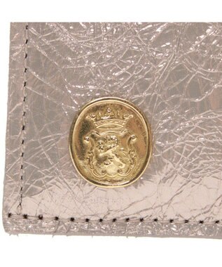 A.D.M.J. 【牛革】イタリアンレザークラックメタルロングウォレット プラチナ