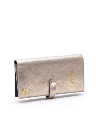 A.D.M.J. 【牛革】イタリアンレザークラックメタルロングウォレット プラチナ