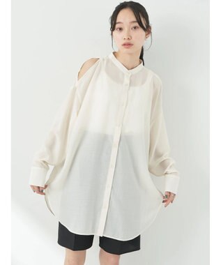 earth music&ecology ショルダースリットシャツ Off White