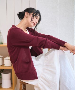 WEGO 【WEB限定/2025年秋冬新作//洗濯OK/毛玉レス/MLXLサイズ展開/オフィス/カジュアル】ベーシックニットカーディガン ワイン