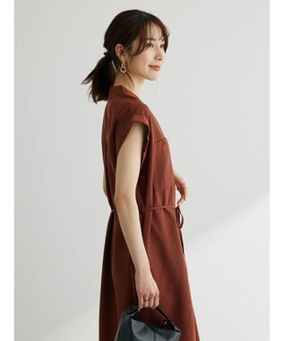 Green Parks 綿麻混開襟ワンピース Terracotta