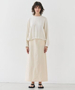 BEIGE， 【洗える】BROOM / スウェット風プルオーバードロストトップス Ecru