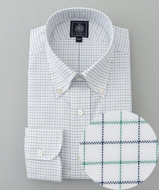 J.PRESS MEN 【PREMIUM PLEATS / 形態安定】ピンオックスタッタソールシャツ / B.D. グリーン系3