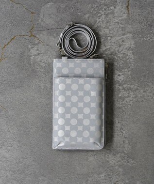 MIYABIYA La quoh with kirakaracho 南蛮七宝プリントレザー スマホポシェット 月白銀(シルバー)