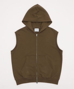 WEGO 【ユニセックス着用ITEM】ショートノースリーブZIPパーカー ブラウン