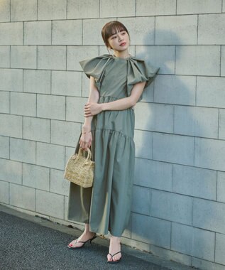 #Newans 【ANSWER for フォトジェニックスタイル】ウィングスリーブティアードワンピース カーキ系