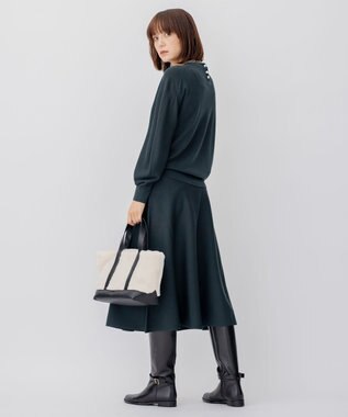 23区 ウールブレンド バック パール ニット ダークグリーン系