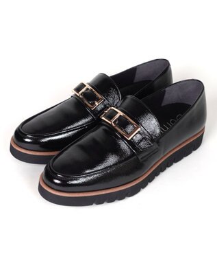 Dominic3 スニーカーソール バックルレザーローファー ブラックエナメル