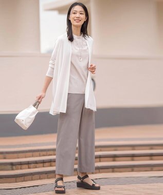 J.PRESS LADIES セルロースジャージー ロング カーディガン ライトグレー系