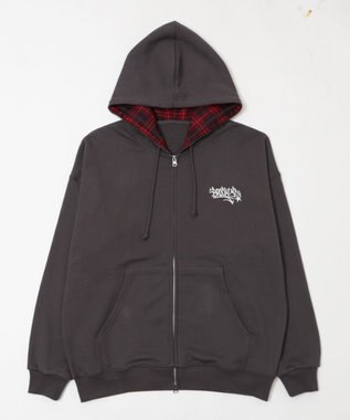 WEGO 【ユニセックス着用ITEM/MLサイズ展開】チェックZIPパーカー スミクロ