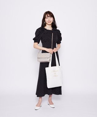 Maison de FLEUR ツイードブランドロゴ刺繍トートバッグ Off White