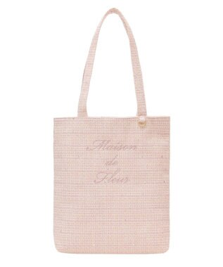Maison de FLEUR ツイードブランドロゴ刺繍トートバッグ Light Pink