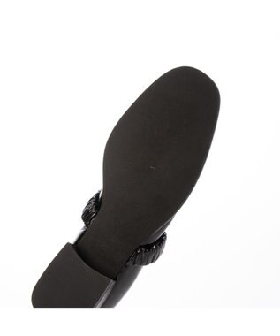 MODE ET JACOMO <D'ICI>Vカットシャーリングストラップフラットシューズ ブラックエナメル