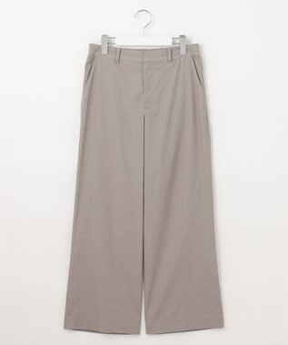 J.PRESS LADIES L 【洗える】麻ポリエステルストレッチ ワイド パンツ モカシャンブレー系