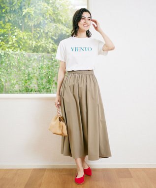 UNFILO 接触冷感カラーロゴT オフ×グリーン