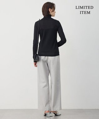 ICB 【WEB限定】 コットンレーシージャガード ハイネックカットソー ブラック