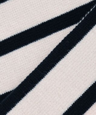 ANY 【洗濯機可】しあわせタッチハーフジップフーディー オイスターボーダー