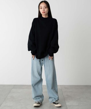 WEGO 【ユニセックス着用ITEM】ミラノリブモックネックプルオーバー ブラック