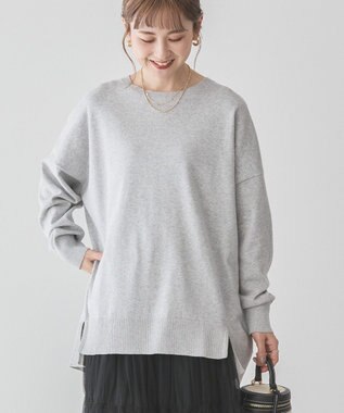 AMERICAN HOLIC 前振りロングニットプルオーバー Light Gray Mixture