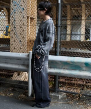 WEGO ブリーチニットグラフィックプルオーバー ブラックその他