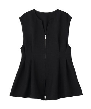 AMERICAN HOLIC 【イージーケア】リネンライクペプラムベスト Black