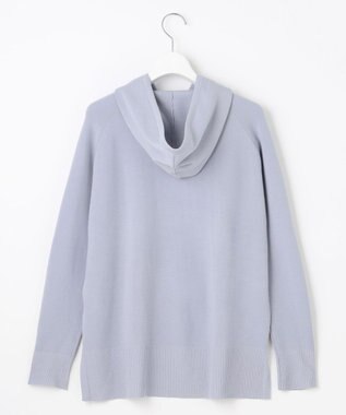 J.PRESS LADIES L 【洗える】HOODIE ニット パーカー サックスブルー系