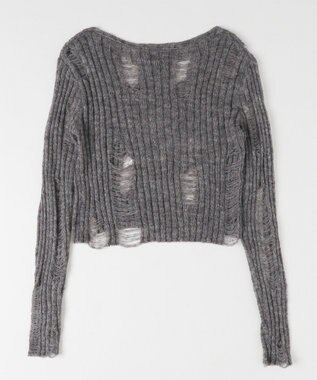 WEGO ダメージショートニット グレー