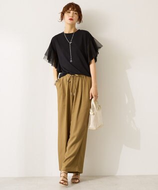 AMERICAN HOLIC 袖チュールサイドスリットプルオーバー Black