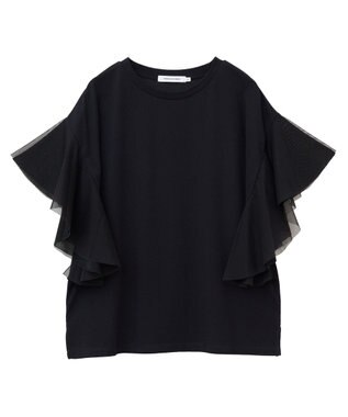 AMERICAN HOLIC 袖チュールサイドスリットプルオーバー Black