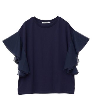 AMERICAN HOLIC 袖チュールサイドスリットプルオーバー Navy