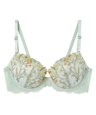 une nana cool バックスタイルまでかわいい Steppe Flower ワイヤーブラ セージグリーン