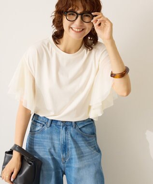 AMERICAN HOLIC 袖チュールサイドスリットプルオーバー Ivory